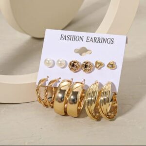 HOOPS COMBO CARD 6 PAIR - GOLD