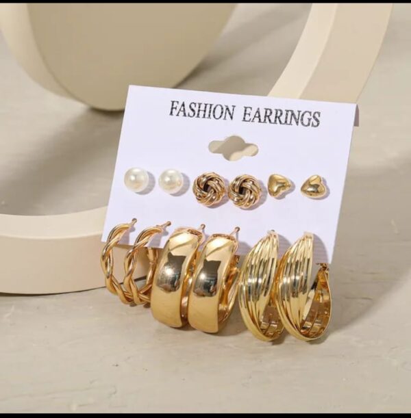 HOOPS COMBO CARD 6 PAIR - GOLD