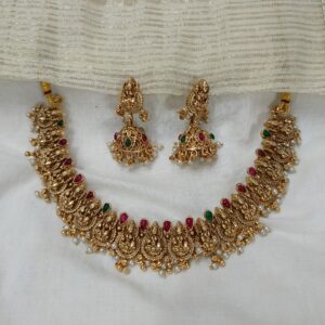 ANTIQUE MAHALAKSHMI TEMPLE NECKLACE WITH JHUMKA