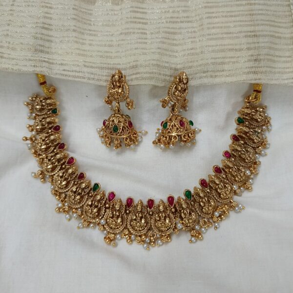 ANTIQUE MAHALAKSHMI TEMPLE NECKLACE WITH JHUMKA