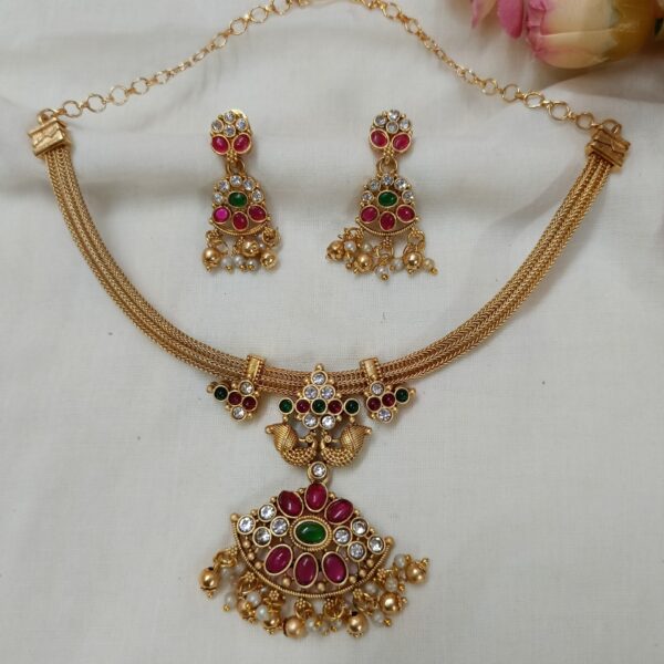 ATTIGAI NECKLACE WITH EARRING (RUBY) PREMIUM QUALITY