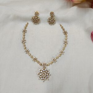 AD NECKLACE WITH EARRING PREMIUM QUALITY GOLD